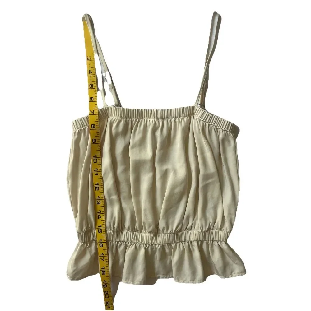 Rhythm Baby Doll Tank Top Strappy Peplum Ruffle Bloomer Ivory Boho Cottagecor XS